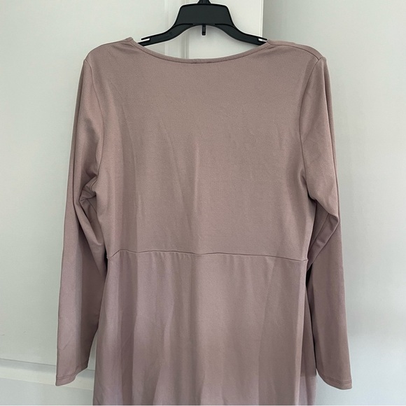 Asos Taupe Semi Formal Dress with V-Neck Gathered Bust and 3/4 Sleeves - Picture 5 of 13